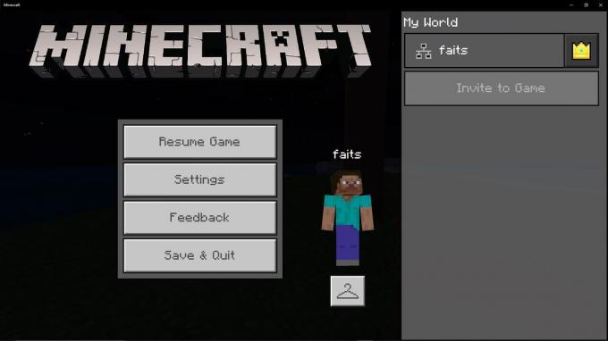 Posnetek zaslona glavnega menija Minecrafta.