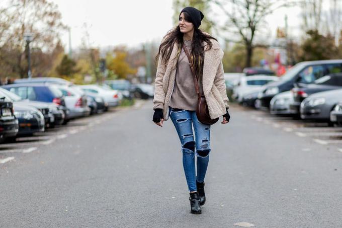 Completo invernale in jeans street style