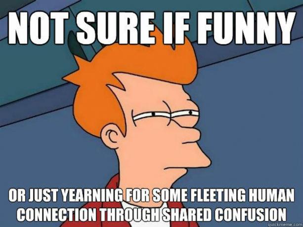 Uma imagem do meme " Não tenho certeza se" Futurama.