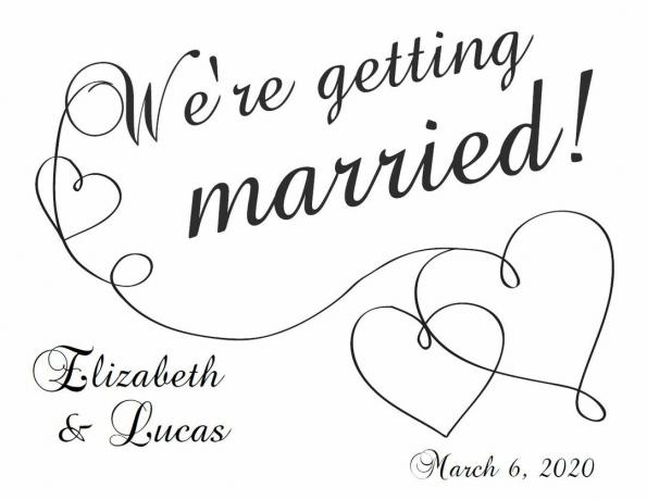 Una plantilla de guardar la fecha que dice "¡Nos vamos a casar!"