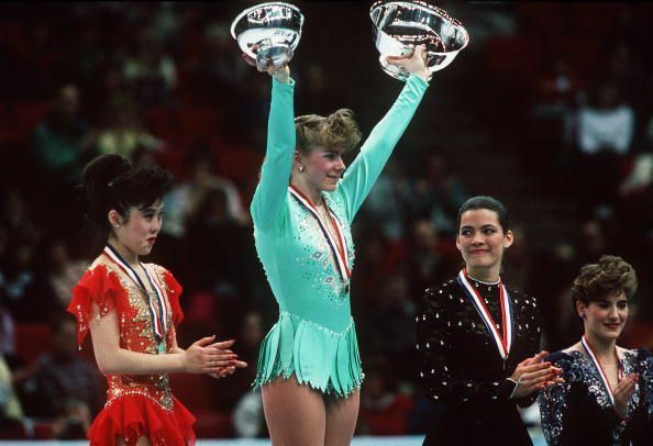 Kristi Yamaguchi, Tonya Harding, Nancy Kerrigan 1991 U.S.A. nationella mästerskap i konståkning