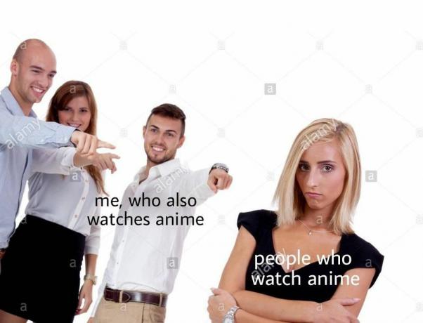 „Kto też ogląda anime” mem