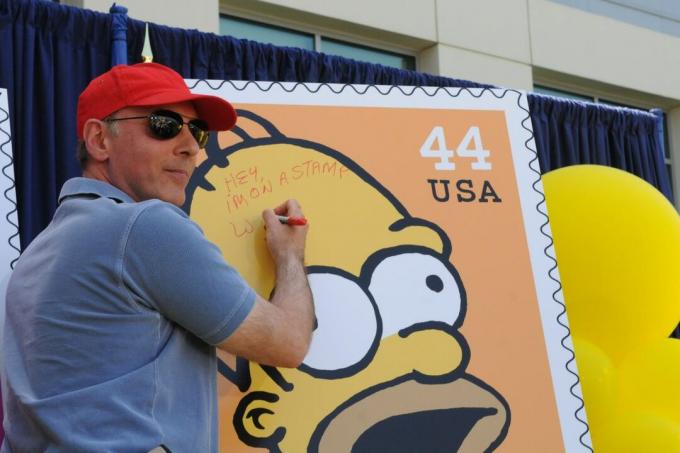 The Simpsons Stamp Ceremony'de oyuncu kadrosu Dan Castellaneta