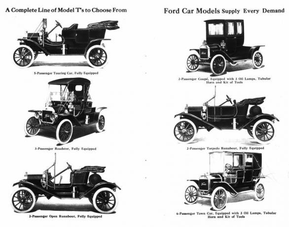 Ford 1911 Model T Lineup