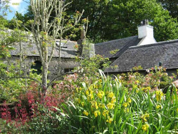 Foto de referencia para pintar un jardín de flores amurallado en el castillo de Dunvegan