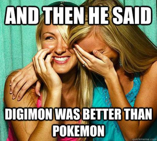 Digimon labāk nekā Pokemon Meme