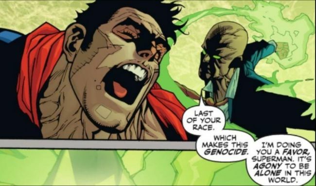 クリプトナイトによって力を与えられたルーサーは、「スーパーマン：バースライト」からのコミックパネルでマンオブスティールを引き受けます