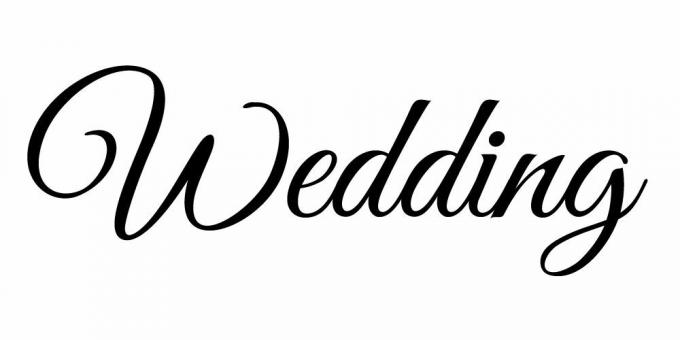 " Bruiloft" in het lettertype Great Vibes