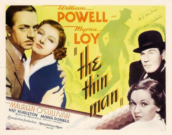 Cartaz do filme de detetive americano de 1934 The Thin Man (1934).