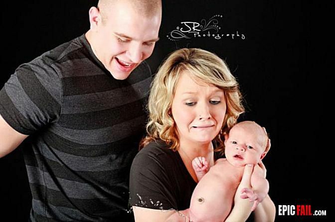 foto de família falha xixi de bebê