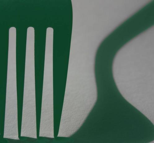Idee voor abstracte kunst: vork in groen