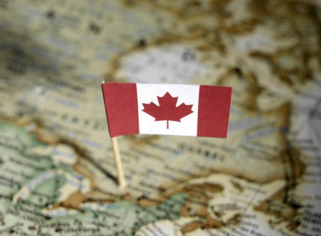 Kanadisk flagg på kartet