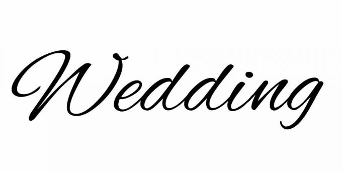 Alex Brush yazı tipinde " Düğün"