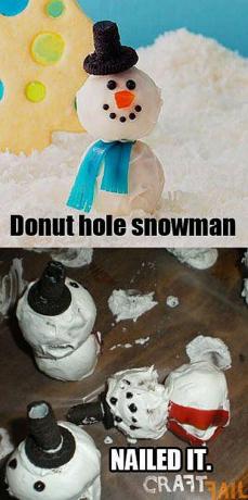 Usporedba grickalice s krafnom snjegovića i neuspjelog pokušaja