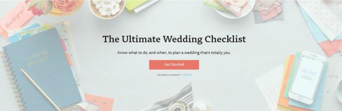 Snimak ekrana kontrolne liste za venčanje The Knot-a