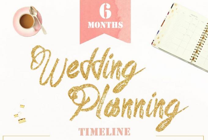 En 6-månaders bröllopsplanerare i rosa och guld