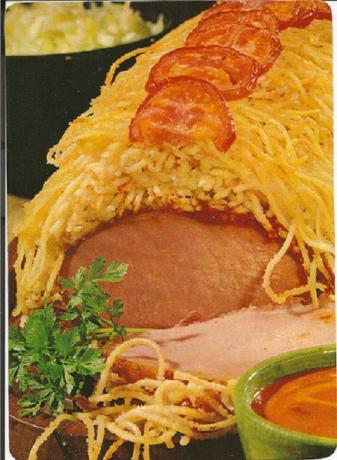Cerdo con cena de espaguetis