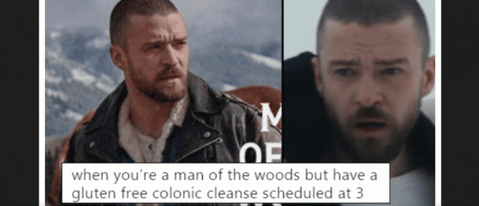 Justin Timberlake man of the woods meme