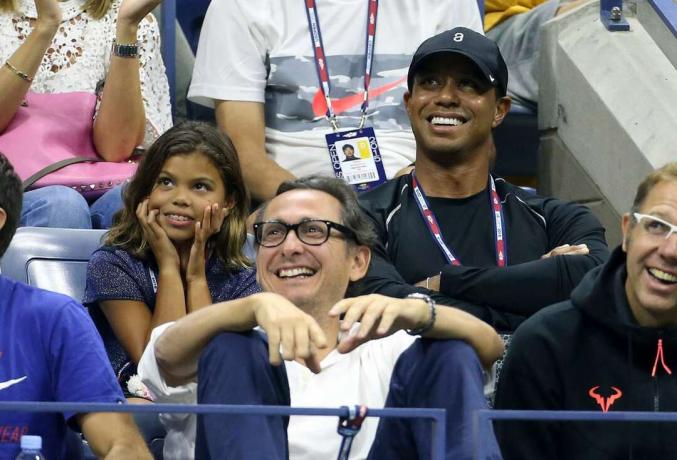 2015 US 오픈 테니스 경기에서 타이거 우즈와 그의 딸 샘 우즈