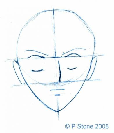 Ausfüllen der Gesichtszüge auf einem Manga-Kopf