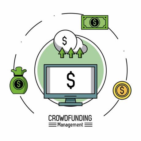 Crowfunding valdymo infografija