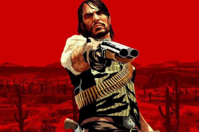 John Marston sostiene un arma en Red Dead Redemption para Xbox 360