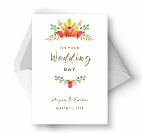 Ett blommigt grattiskort för bröllop