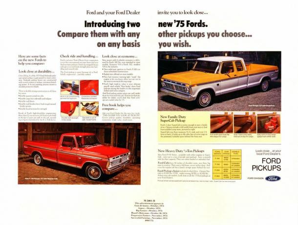 Reklama na nákladní automobil Ford z roku 1975