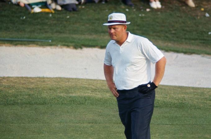 Jack Nicklaus durante il terzo round di gioco del Masters Golf Tournament 1966