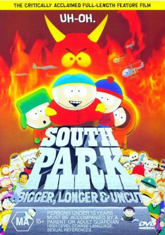 " South Park: Lielāks, garāks un nesagriezts" DVD vāciņš.