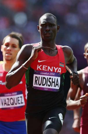 David Rudisha, 2012 Londra Olimpiyatları'nda 800 metrede yarışıyor.