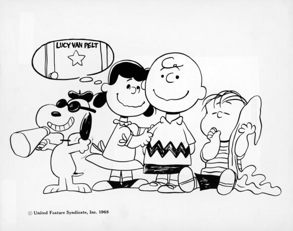Snoopy, Lucy, Charlie Brown et Linus dans Peanuts