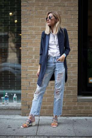 Streetstyle-Jeans-Outfit im Used-Look