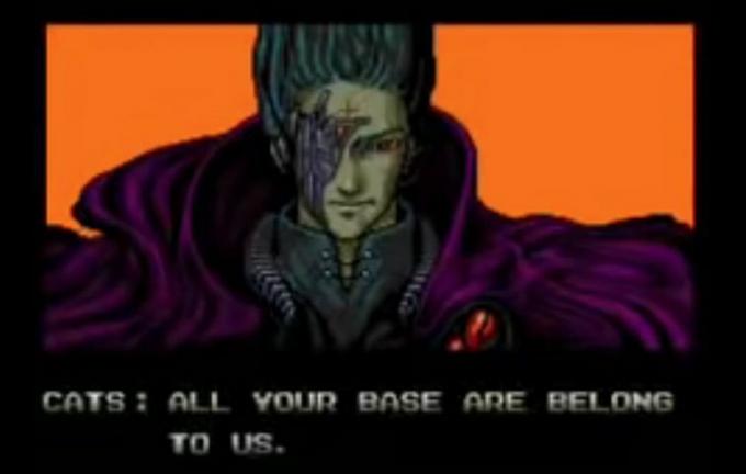 Snímek obrazovky All Your Base Are Belong to Us z videohry