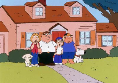 Stewie, Lois, Peter, Meg, Chris in Brian v zgodnji epizodi " Family Guy".