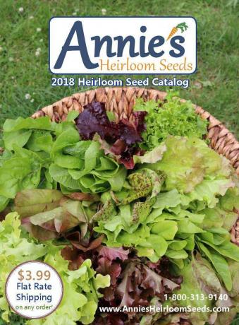 De Annie's Heirloom Seeds-catalogus van 2018