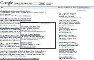 Anúncios do Google Work-At-Home e links patrocinados
