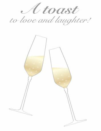 Ett champagnetoastbröllopskort