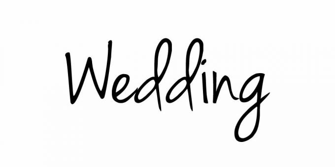 La palabra " boda" en la fuente gratuita JennaSue