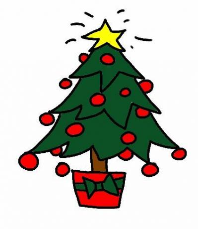 gambar pohon Natal yang lengkap untuk kerajinan, seni atau clipart
