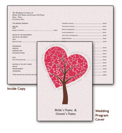 Kép egy ingyenes esküvői programsablonról szívvel