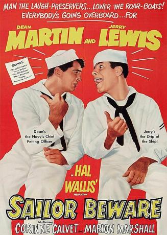 La locandina del film " Sailors Beware" con Dean Martin e Jerry Lewis