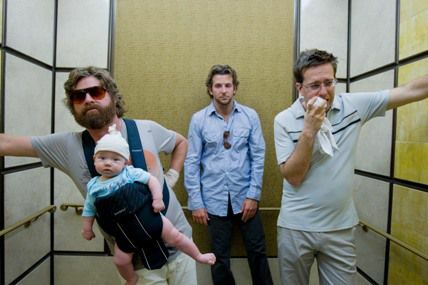 Zach Galifianakis, Bradley Cooper ja Ed Helms filmis The Hangover