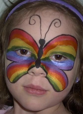 Kinderschminken-Designs - Regenbogen-Schmetterling
