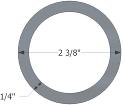Ψηφιακή απεικόνιση ενός χαλύβδινου σωλήνα με μέτρηση σε ίντσες.